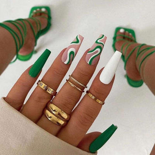  Green Press On Nails cashymart